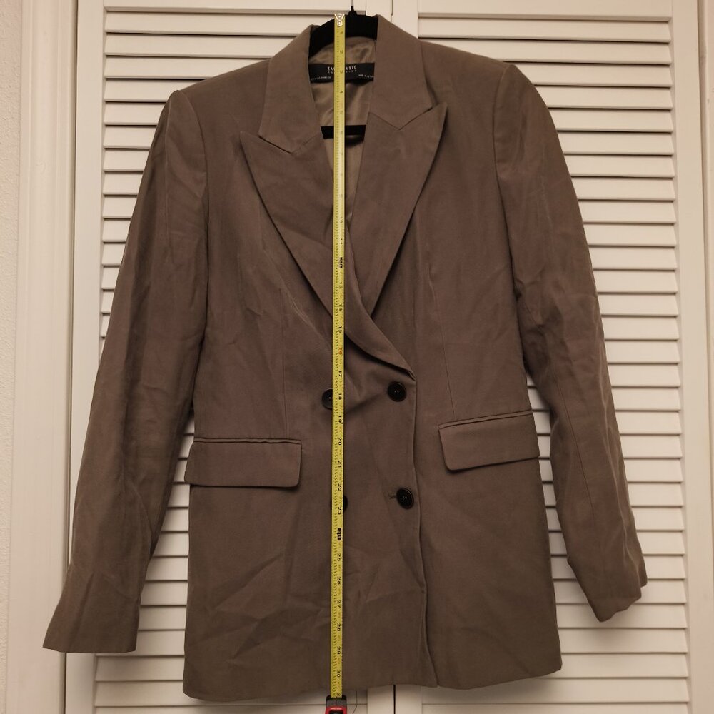 Boss Babe Fit- Zara NWOT Olive Green DBL Breasted Blazer - Picture 6 of 6